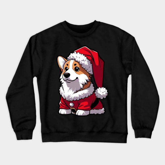 Cute Anime Christmas Corgi Crewneck Sweatshirt by OddHouse